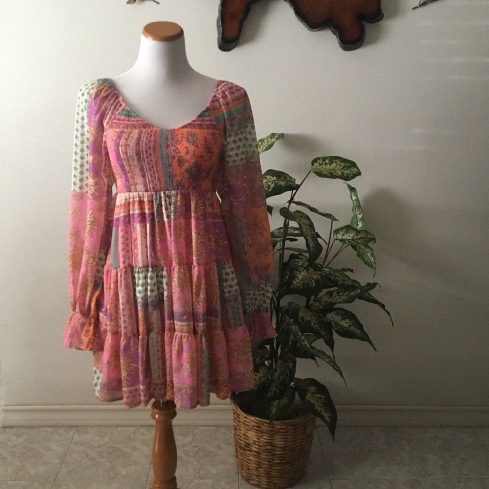 🌹Host Pick🌹 Flying Tomato Pink and Multicolor Boho Dress - Picture 4 of 7